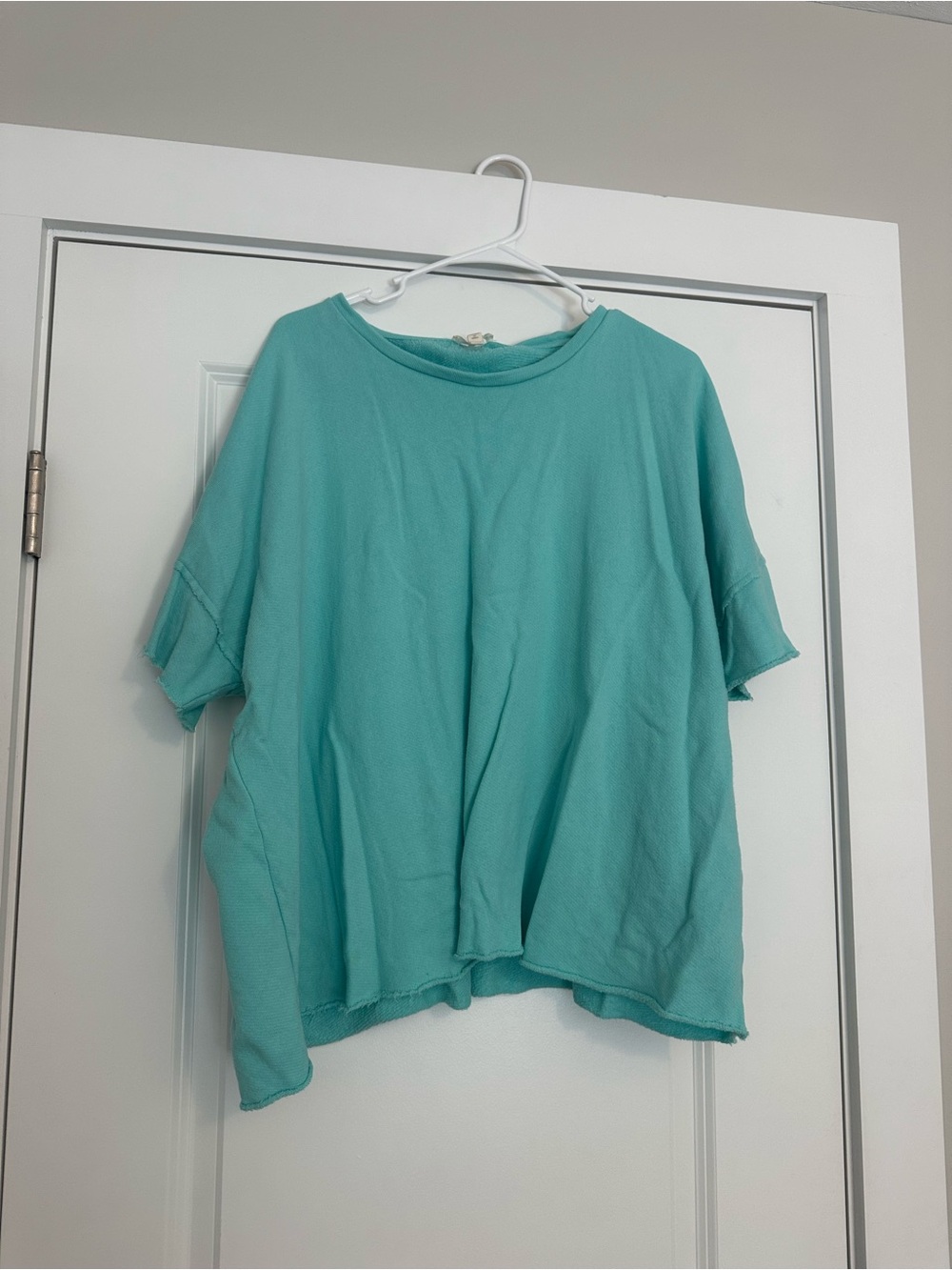 Eileen Fisher Boxy Short-Sleeve Tee in Teal Green